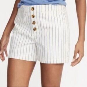 Old Navy Women’s 10 Ivory & Blue Pinstripe High Rise Button Fly Shorts NWT